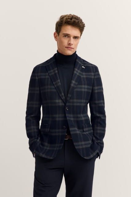 Marynarka w kratę bugatti Modern Fit Marine - sklep Moda Club Store - oficjalny dystrybutor marki Bugatti