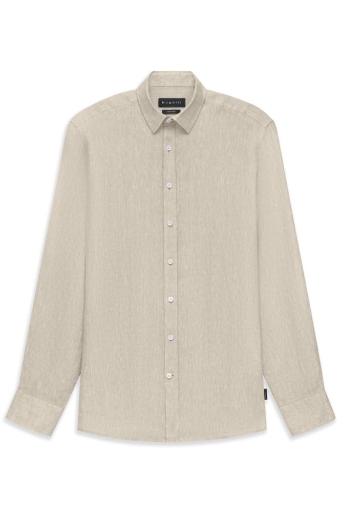 Lniana koszula męska bugatti Modern Fit beżowa