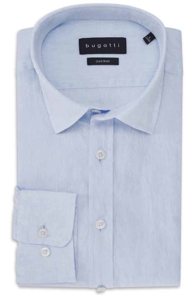 Lniana koszula męska bugatti Modern Fit błękitna