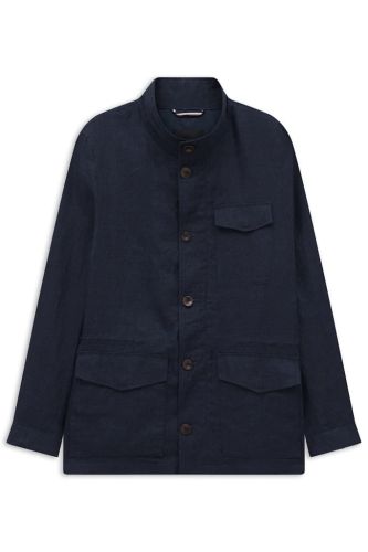 Lniana kurtka męska bugatti navy
