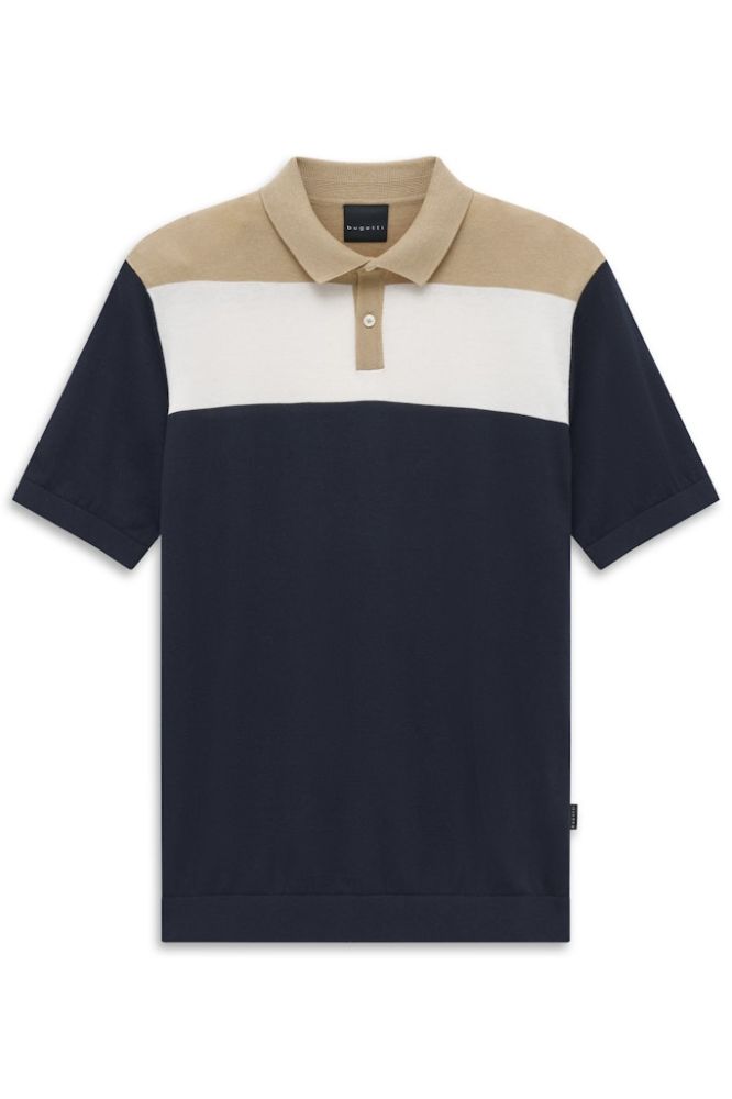 Dzianinowa koszulka męska polo bugatti navy