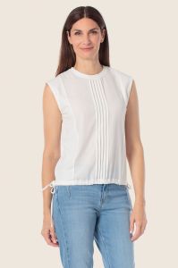 Biały Top Gerry Weber z plisowaniem i wiązaniami