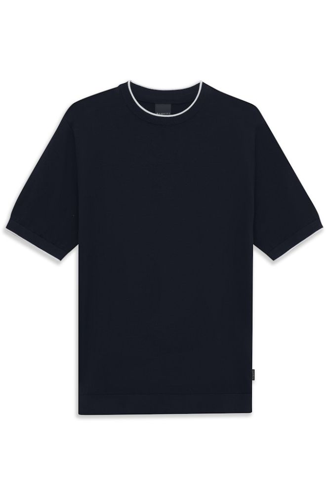 Dzianinowy t-shirt męski bugatti granatowy