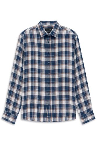 Lniana koszula męska bugatti Modern Fit w kratę