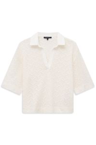 Dzianinowa koszulka damska polo bugatti Off-White