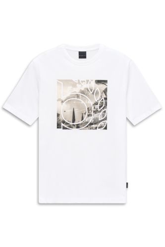 T-shirt męski bugatti biały z grafiką
