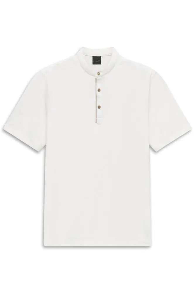 T-shirt męski polo bugatti biały ze stójką