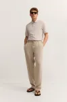 Lniane spodnie męskie bugatti light beige