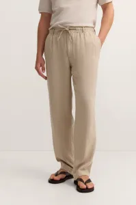 Lniane spodnie męskie bugatti light beige