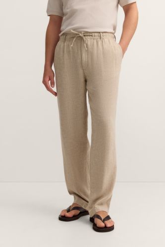 Lniane spodnie męskie bugatti light beige