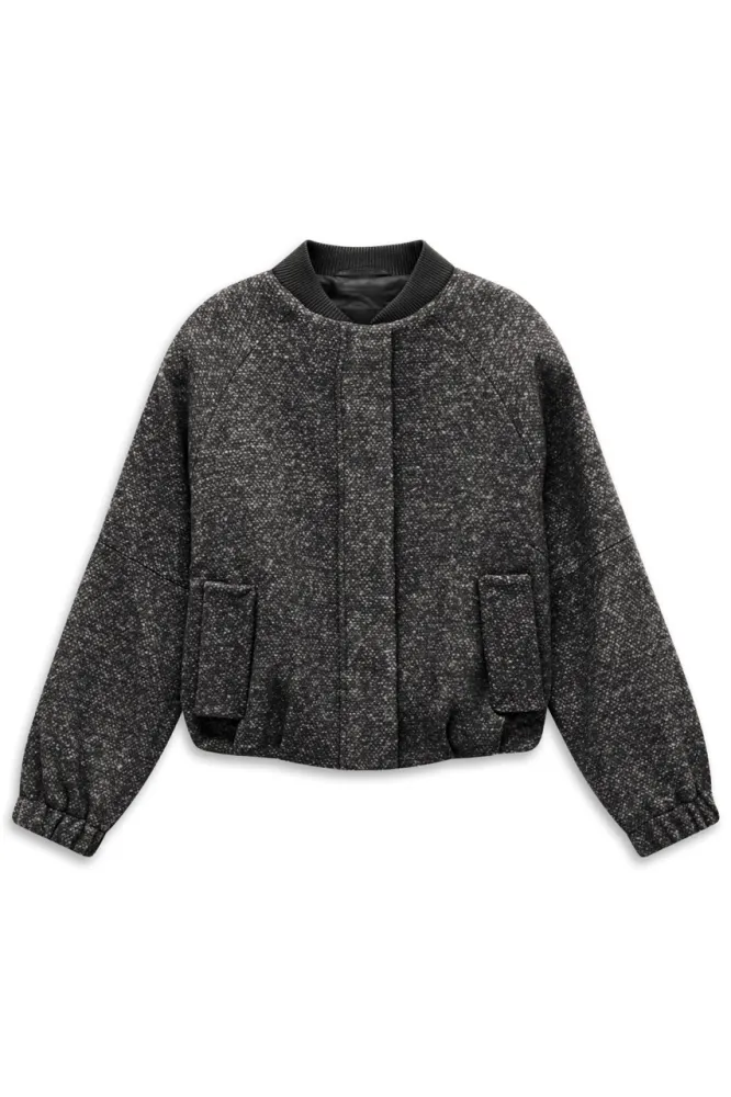 Bomberka damska bugatti z wełną Black Melange - ModaClubStore 2.jpeg