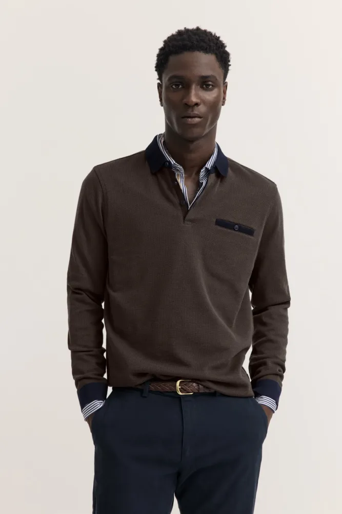 Koszulka męska longsleeve polo bugatti brown 7.jpeg