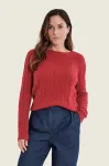 Sweter Gerry Weber ze splotem warkoczowym czerwony