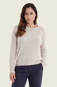 Sweter Gerry Weber ze splotem warkoczowym kremowy