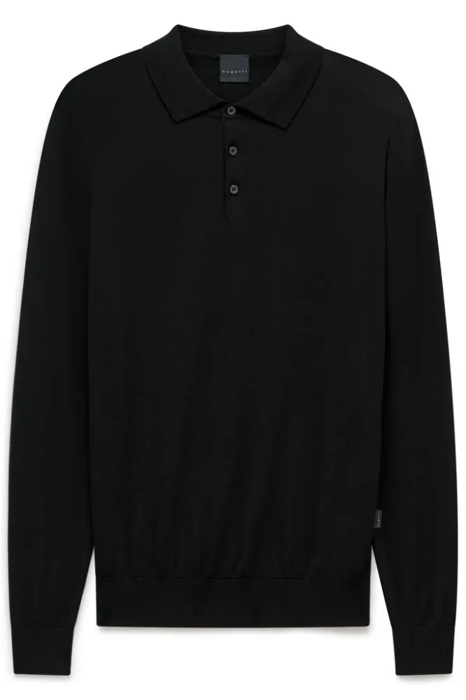 Koszulka męska longsleeve polo bugatti black