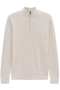 Sweter męski bugatti z krótkim zamkiem śmietankowy