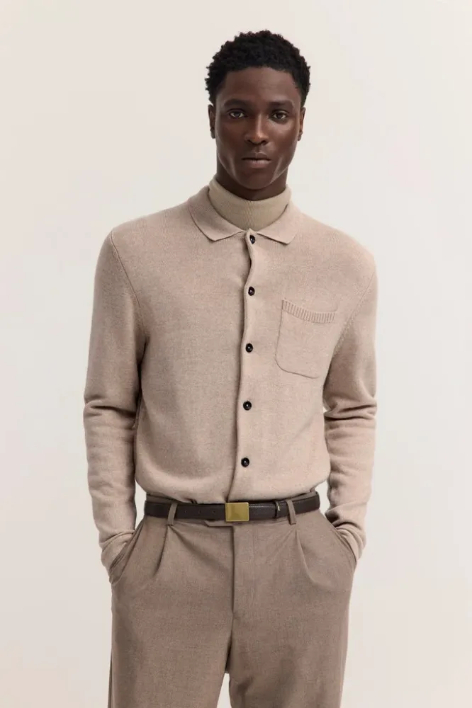 Wełniany kardigan męski bugatti beige