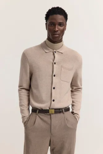 Wełniany kardigan męski bugatti beige
