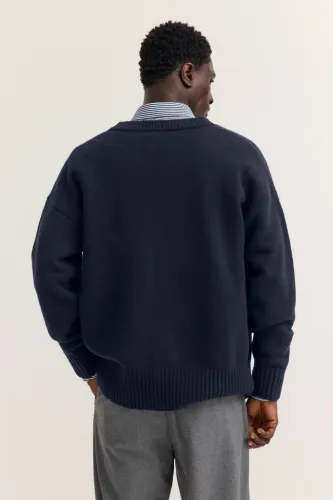 Wełniany sweter męski bugatti navy blue