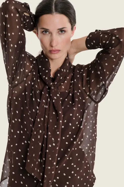 Brązowa bluzka Gerry Weber w kropki N71022827 2_ModaClub_.webp