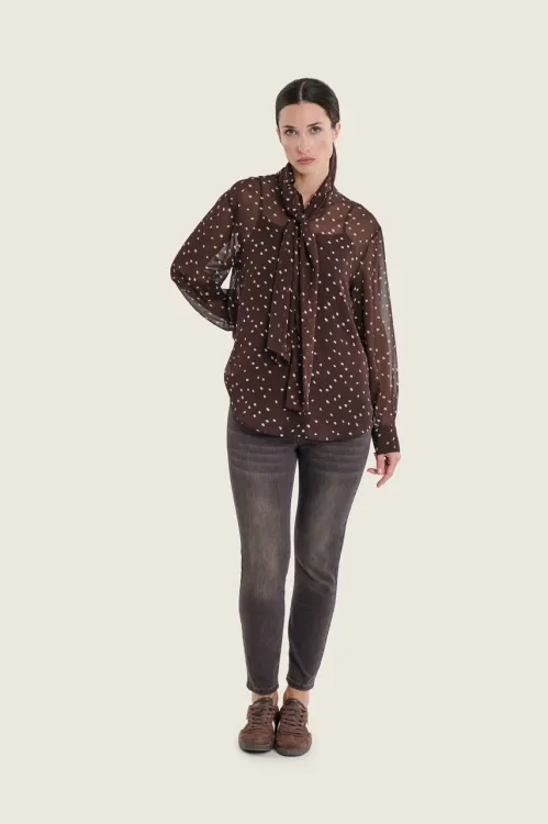 Brązowa bluzka Gerry Weber w kropki N71022827 5_ModaClub_.webp