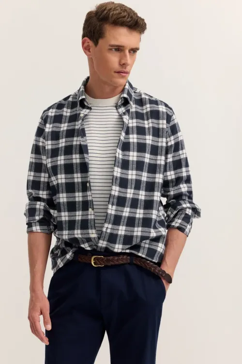 Koszula męska bugatti modern fit blue w kratę