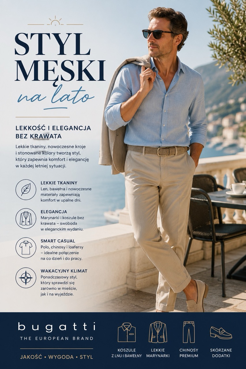 Styl męski na lato – lekkie tkaniny i elegancja bez krawata